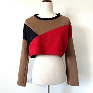 VTG Y2K Colorblock Crop Top Small Indie Sleaze Clubwear Made in USA